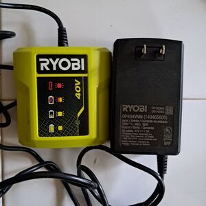 Ryobi 40V Lithium Battery Charger OP404VNM with Power Adapter, Green
